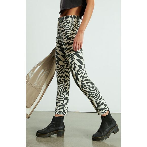 Pacsun Printed Checkered Mom Jeans Black and White Size 25 - Picture 2 of 9